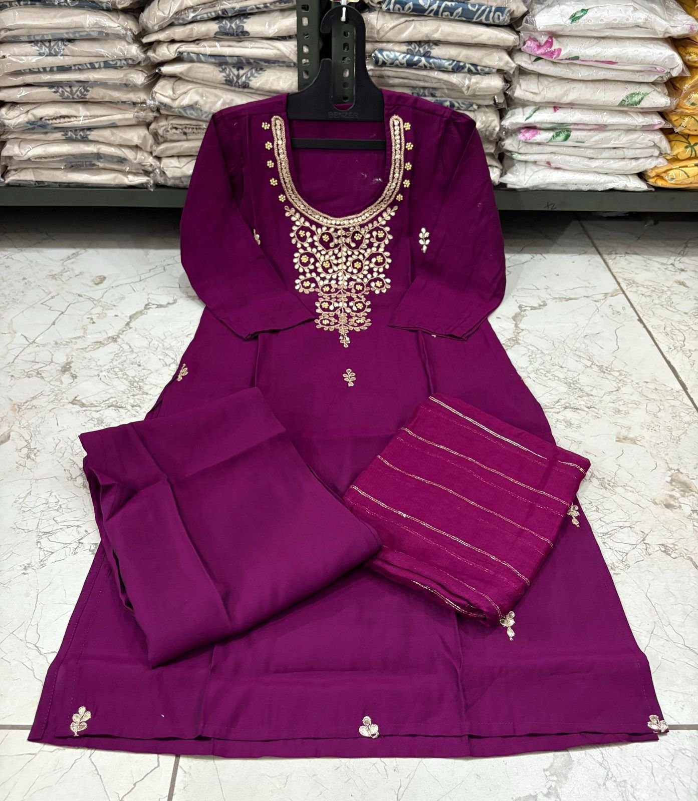 Roman Modal Silk Kurti Set with Jacquard Dupatta